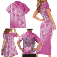Hawaii Breadfruit Palaka Family Matching Short Sleeve Bodycon Dress and Hawaiian Shirt Omaomao Ulaula Maile Lei - Polynesian Pride