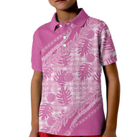 Hawaii Breadfruit Palaka Kid Polo Shirt Omaomao Ulaula Maile Lei LT9 Kid Pink - Polynesian Pride