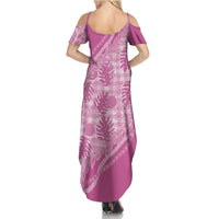 Hawaii Breadfruit Palaka Summer Maxi Dress Omaomao Ulaula Maile Lei - Polynesian Pride