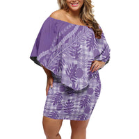 Hawaii Breadfruit Palaka Off Shoulder Short Dress Poni Maile Lei - Polynesian Pride