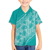 Hawaii Breadfruit Palaka Family Matching Mermaid Dress and Hawaiian Shirt Polu Opal Maile Lei - Polynesian Pride