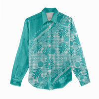 Hawaii Breadfruit Palaka Women Casual Shirt Polu Opal Maile Lei - Polynesian Pride