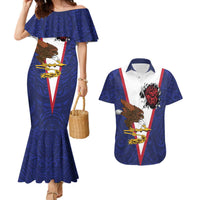 American Samoa Heart Tribal Personalized Couples Matching Mermaid Dress and Hawaiian Shirt Polynesian Patterns