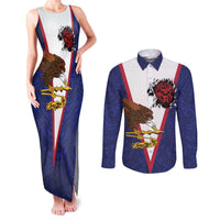 American Samoa Heart Tribal Personalized Couples Matching Tank Maxi Dress and Long Sleeve Button Shirt Polynesian Patterns