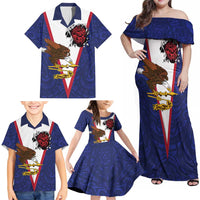 American Samoa Heart Tribal Personalized Family Matching Off Shoulder Maxi Dress and Hawaiian Shirt Polynesian Patterns