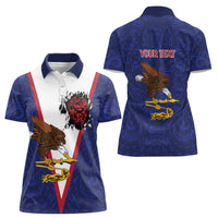 American Samoa Heart Tribal Personalized Women Polo Shirt Polynesian Patterns