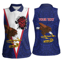 American Samoa Heart Tribal Personalized Women Sleeveless Polo Shirt Polynesian Patterns