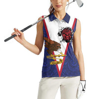 American Samoa Heart Tribal Personalized Women Sleeveless Polo Shirt Polynesian Patterns