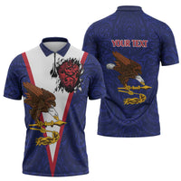 American Samoa Heart Tribal Personalized Zipper Polo Shirt Polynesian Patterns