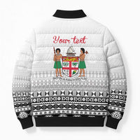 Fiji Heart Tribal Personalised Bomber Puffer Jacket Polynesian Patterns