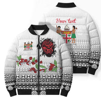 Fiji Heart Tribal Personalised Bomber Puffer Jacket Polynesian Patterns