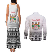 Fiji Heart Tribal Personalised Couples Matching Tank Maxi Dress and Long Sleeve Button Shirt Polynesian Patterns