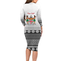 Fiji Heart Tribal Personalised Family Matching Long Sleeve Bodycon Dress and Hawaiian Shirt Polynesian Patterns