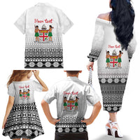 Fiji Heart Tribal Personalised Family Matching Off The Shoulder Long Sleeve Dress and Hawaiian Shirt Polynesian Patterns