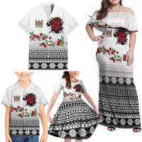 Fiji Heart Tribal Personalised Family Matching Off Shoulder Maxi Dress and Hawaiian Shirt Polynesian Patterns