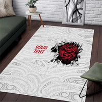 New Zealand Maori Heart Tribal Personalised Area Rug Polynesian Patterns LT9 White - Polynesian Pride