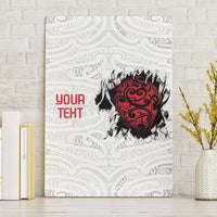 New Zealand Maori Heart Tribal Personalised Canvas Wall Art Polynesian Patterns LT9 Without Frame White - Polynesian Pride