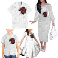New Zealand Maori Heart Tribal Personalised Family Matching Off The Shoulder Long Sleeve Dress and Hawaiian Shirt Polynesian Patterns