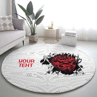 New Zealand Maori Heart Tribal Personalised Round Carpet Polynesian Patterns