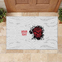 New Zealand Maori Heart Tribal Personalised Rubber Doormat Polynesian Patterns LT9 White - Polynesian Pride