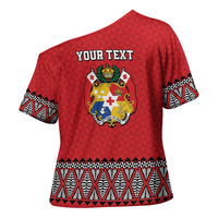 Tonga Heart Tribal Personalised Cross Shoulder Shirt Polynesian Patterns
