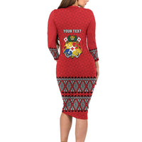 Tonga Heart Tribal Personalised Family Matching Long Sleeve Bodycon Dress and Hawaiian Shirt Polynesian Patterns