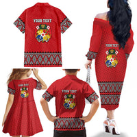 Tonga Heart Tribal Personalised Family Matching Off The Shoulder Long Sleeve Dress and Hawaiian Shirt Polynesian Patterns