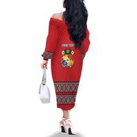 Tonga Heart Tribal Personalised Family Matching Off The Shoulder Long Sleeve Dress and Hawaiian Shirt Polynesian Patterns