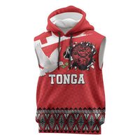 Tonga Heart Tribal Personalised Sleeveless Hoodie Polynesian Patterns