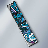 Personalised Hawaii Tribal Humpback Whale Auto Sun Shade Polu Hibiscus Seamless Pattern