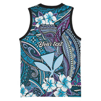 Personalised Hawaii Tribal Humpback Whale Basketball Jersey Polu Hibiscus Seamless Pattern LT9 - Polynesian Pride
