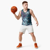 Personalised Hawaii Tribal Humpback Whale Basketball Jersey Polu Hibiscus Seamless Pattern LT9 - Polynesian Pride