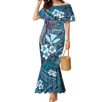 Personalised Hawaii Tribal Humpback Whale Family Matching Mermaid Dress and Hawaiian Shirt Polu Hibiscus Seamless Pattern