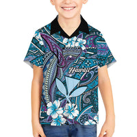 Personalised Hawaii Tribal Humpback Whale Family Matching Off Shoulder Maxi Dress and Hawaiian Shirt Polu Hibiscus Seamless Pattern