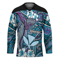 Personalised Hawaii Tribal Humpback Whale Hockey Jersey Polu Hibiscus Seamless Pattern LT9 Unisex Blue - Polynesian Pride
