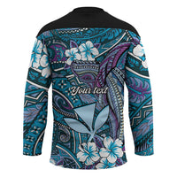 Personalised Hawaii Tribal Humpback Whale Hockey Jersey Polu Hibiscus Seamless Pattern LT9 - Polynesian Pride