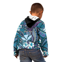 Personalised Hawaii Tribal Humpback Whale Kid Hoodie Polu Hibiscus Seamless Pattern LT9 - Polynesian Pride