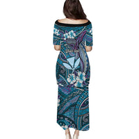 Personalised Hawaii Tribal Humpback Whale Puletasi Polu Hibiscus Seamless Pattern