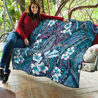 Personalised Hawaii Tribal Humpback Whale Quilt Polu Hibiscus Seamless Pattern