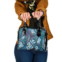 Personalised Hawaii Tribal Humpback Whale Shoulder Handbag Polu Hibiscus Seamless Pattern