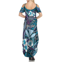 Personalised Hawaii Tribal Humpback Whale Summer Maxi Dress Polu Hibiscus Seamless Pattern LT9 - Polynesian Pride