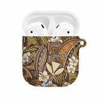 Personalised Hawaii Tribal Humpback Whale AirPods Case Melemele Hibiscus Seamless Pattern LT9 Gold - Polynesian Pride