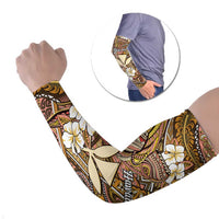 Personalised Hawaii Tribal Humpback Whale Arm Sleeves Melemele Hibiscus Seamless Pattern