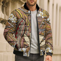 Personalised Hawaii Tribal Humpback Whale Bomber Puffer Jacket Melemele Hibiscus Seamless Pattern
