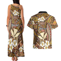 Personalised Hawaii Tribal Humpback Whale Couples Matching Tank Maxi Dress and Hawaiian Shirt Melemele Hibiscus Seamless Pattern