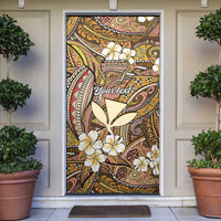 Personalised Hawaii Tribal Humpback Whale Door Cover Melemele Hibiscus Seamless Pattern LT9 Gold - Polynesian Pride