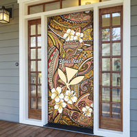 Personalised Hawaii Tribal Humpback Whale Door Cover Melemele Hibiscus Seamless Pattern LT9 - Polynesian Pride