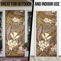 Personalised Hawaii Tribal Humpback Whale Door Cover Melemele Hibiscus Seamless Pattern LT9 - Polynesian Pride