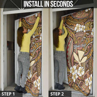 Personalised Hawaii Tribal Humpback Whale Door Cover Melemele Hibiscus Seamless Pattern LT9 - Polynesian Pride
