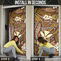 Personalised Hawaii Tribal Humpback Whale Door Cover Melemele Hibiscus Seamless Pattern LT9 - Polynesian Pride
